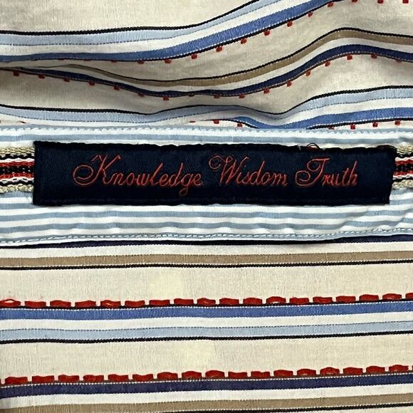 Robert Graham Button Down Shirt Mens Medium Flip Cuffs Striped Multicolor‎ - Picture 4 of 10